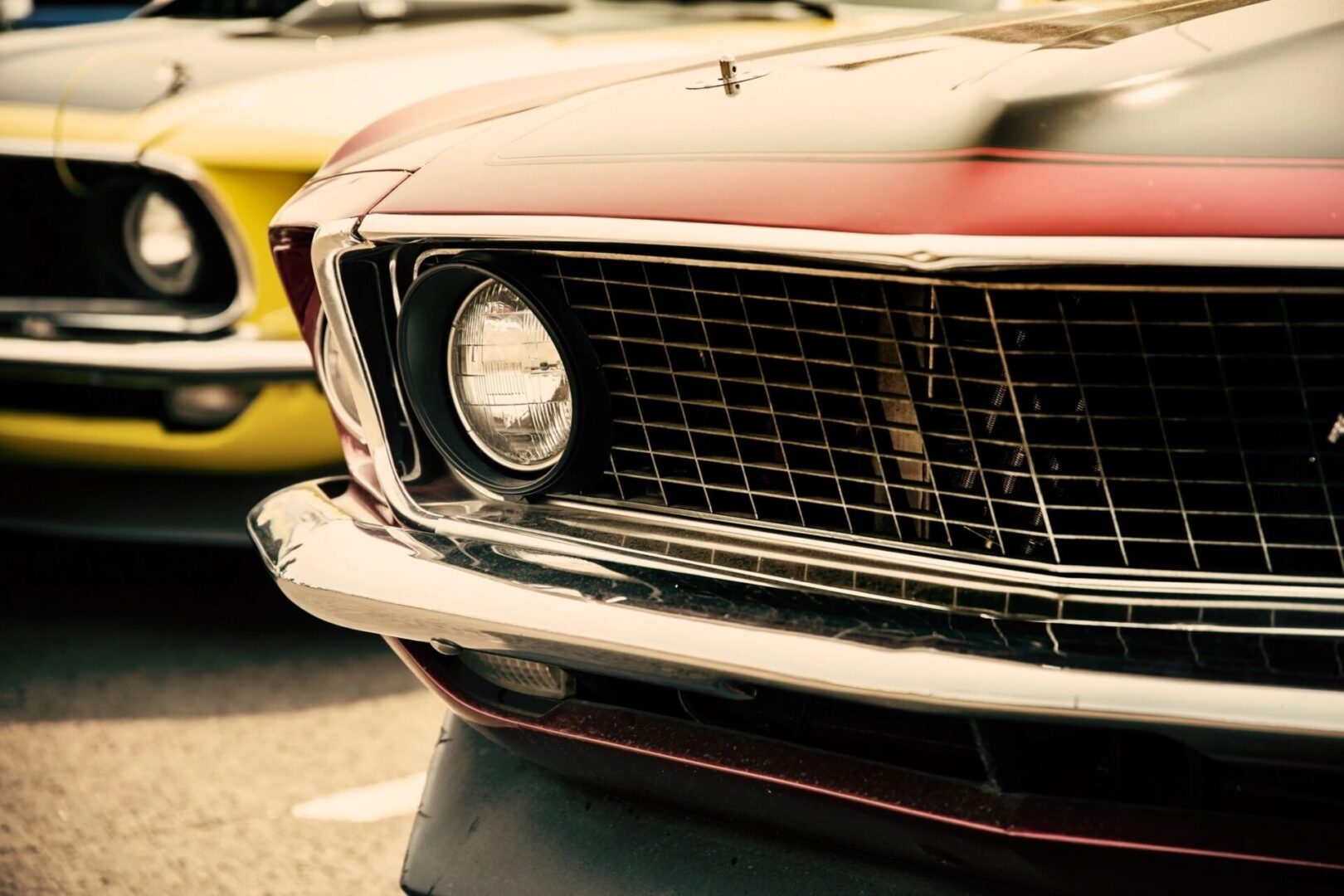 A close up of the front grill on an old car